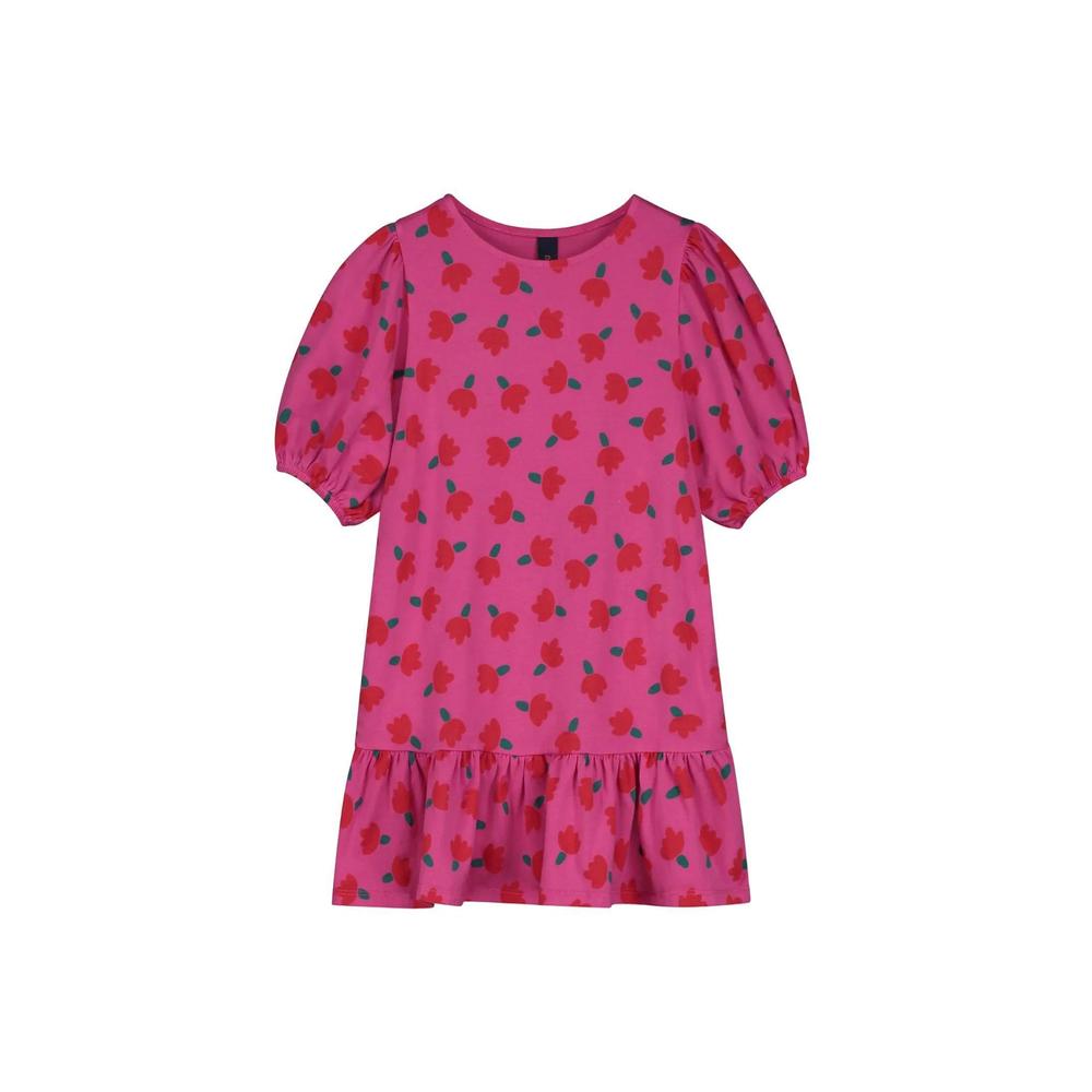 NEW BONMOT girl's balloon sleeves flowers dress in rasberry